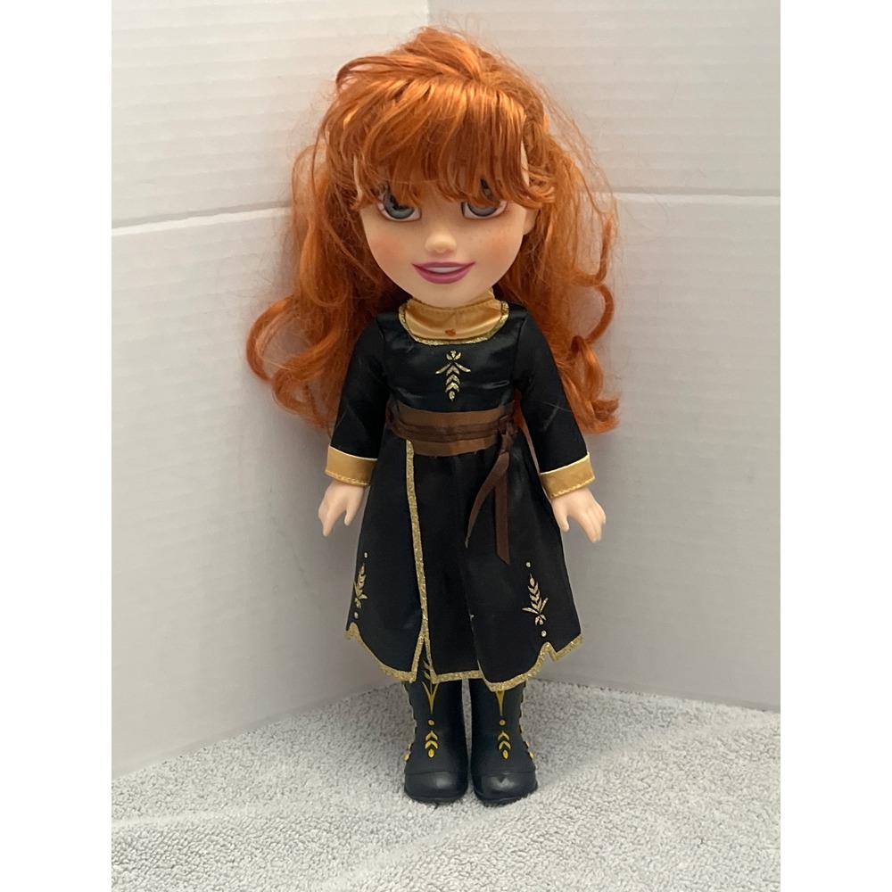 Disney Frozen 2 Anna Queen of Arendelle Doll 14 Inch Red Hair Black Gold Dress